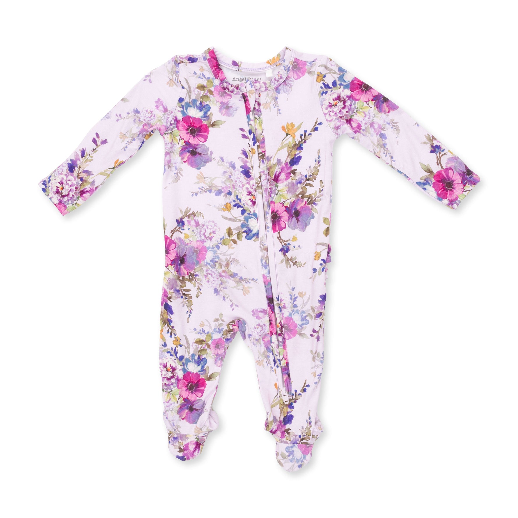 Viscose from Bamboo Dahlia Floral Zipper Footie by Angel Dear (view 2 of 4)