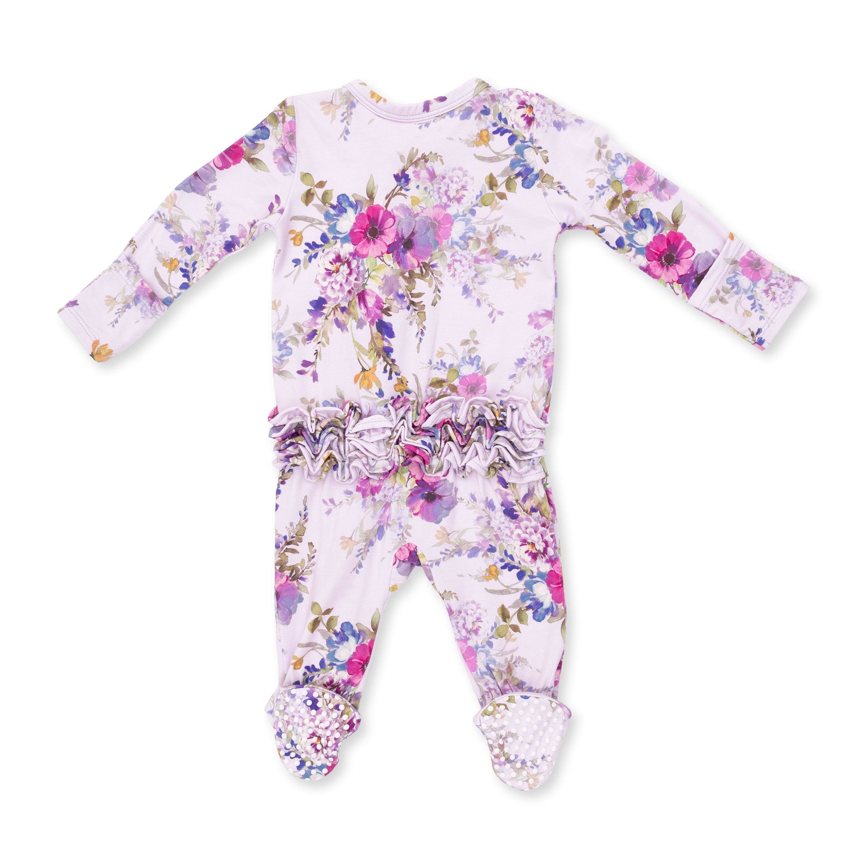 Viscose from Bamboo Dahlia Floral Zipper Footie by Angel Dear (view 3 of 4)