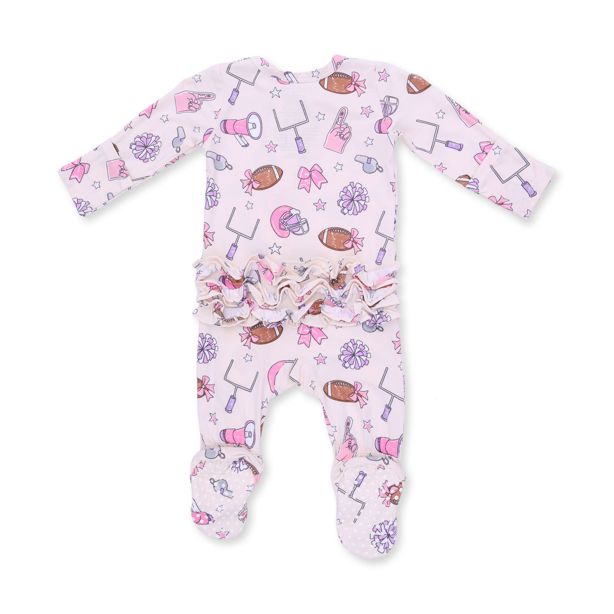 Football Cheer - 2 Way Ruffle Back Zipper Footie by Angel Dear (view 3 of 4)
