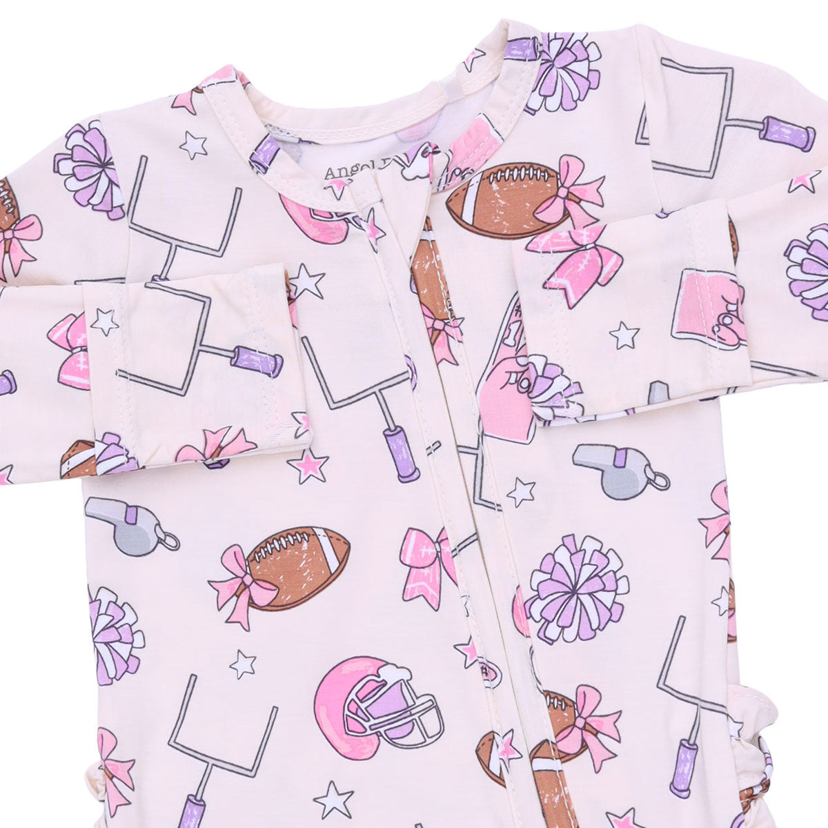 Football Cheer - 2 Way Ruffle Back Zipper Footie by Angel Dear (view 4 of 4)