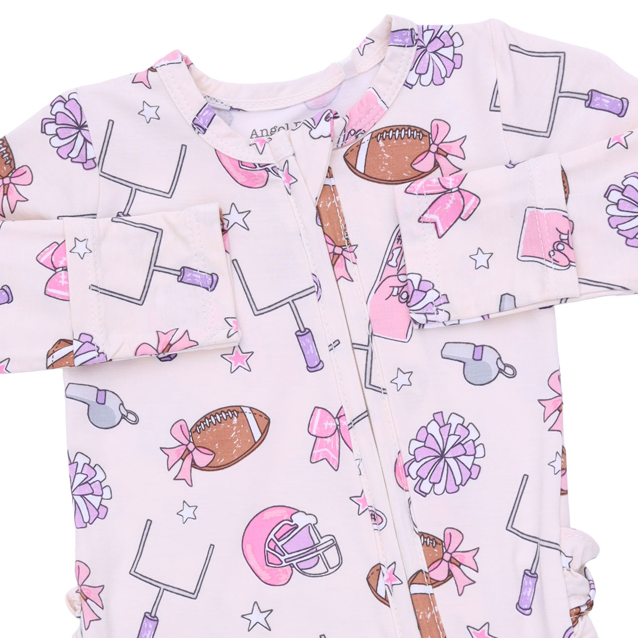 Football Cheer - 2 Way Ruffle Back Zipper Footie by Angel Dear (view 4 of 4)