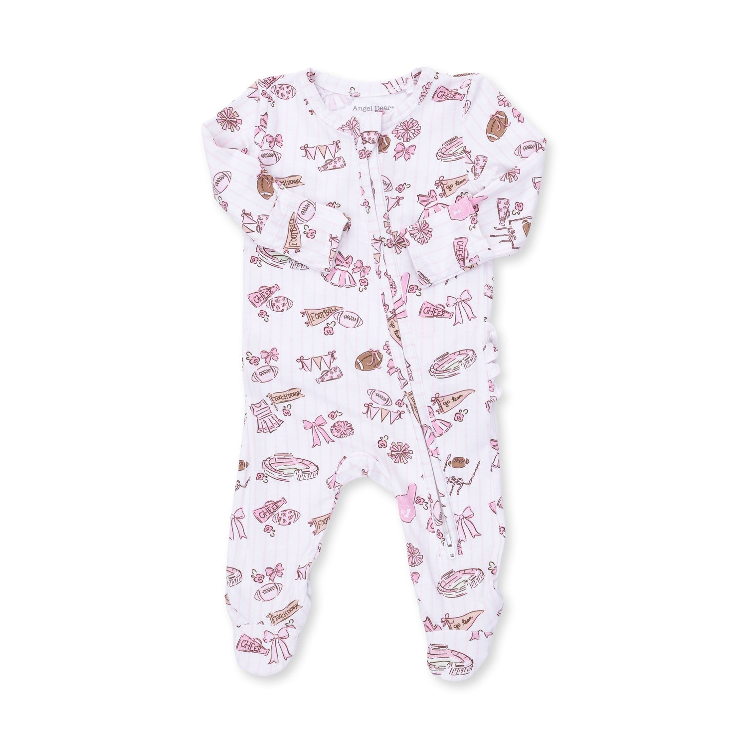 Football Cheer Nursery - 2 Way Ruffle Back Zipper Footie by Angel Dear (view 2 of 4)