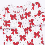 Festive Bows - 2 Way Ruffle Back Zipper Footie by Angel Dear