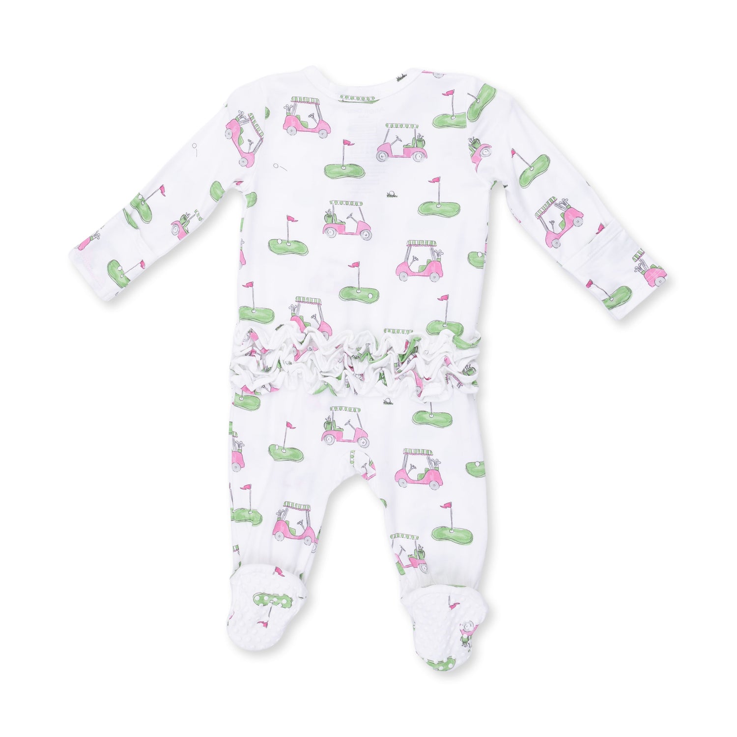 Golf Carts Pink - 2 Way Ruffle Back Zipper Footie