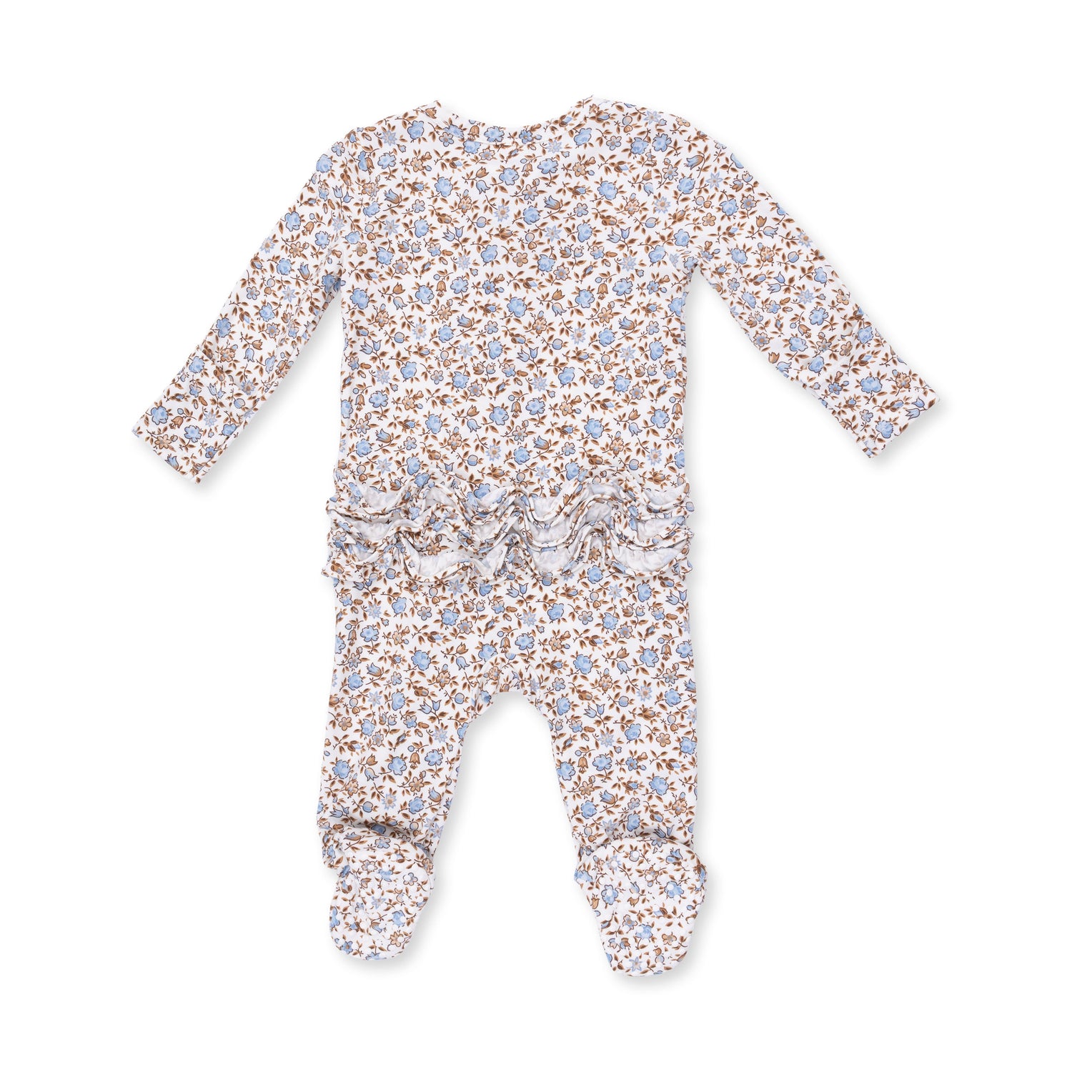 Hazel Floral - 2 Way Ruffle Back Zipper Footie