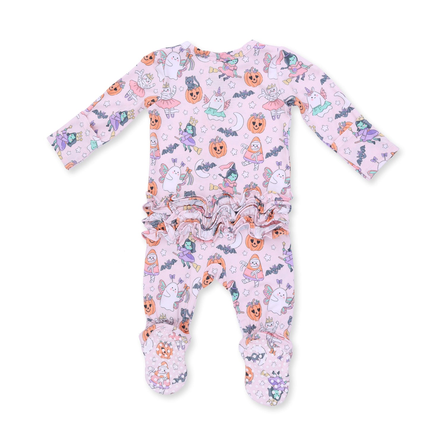 Halloween Monster Dress Up Pink - 2 Way Ruffle Back Zipper Footie