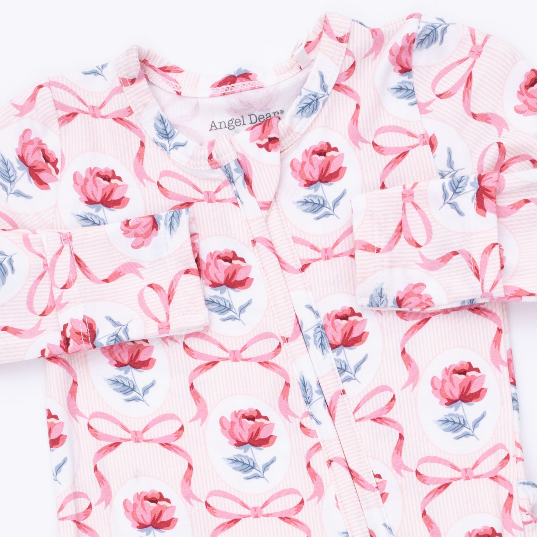 Leslie Rose - 2 Way Ruffle Back Zipper Footie by Angel Dear
