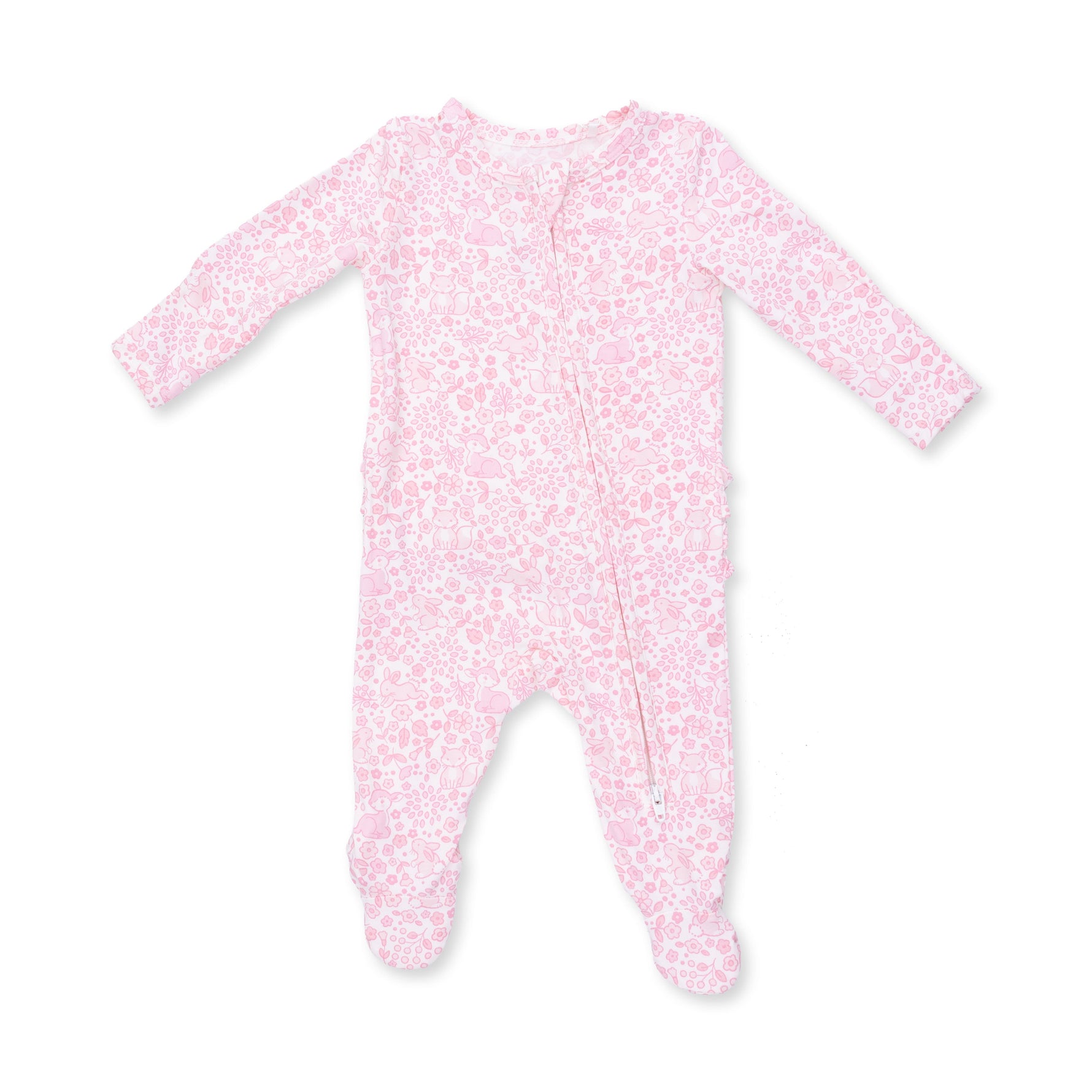 Baby Woodland - 2 Way Ruffle Back Zipper Footie by Angel Dear