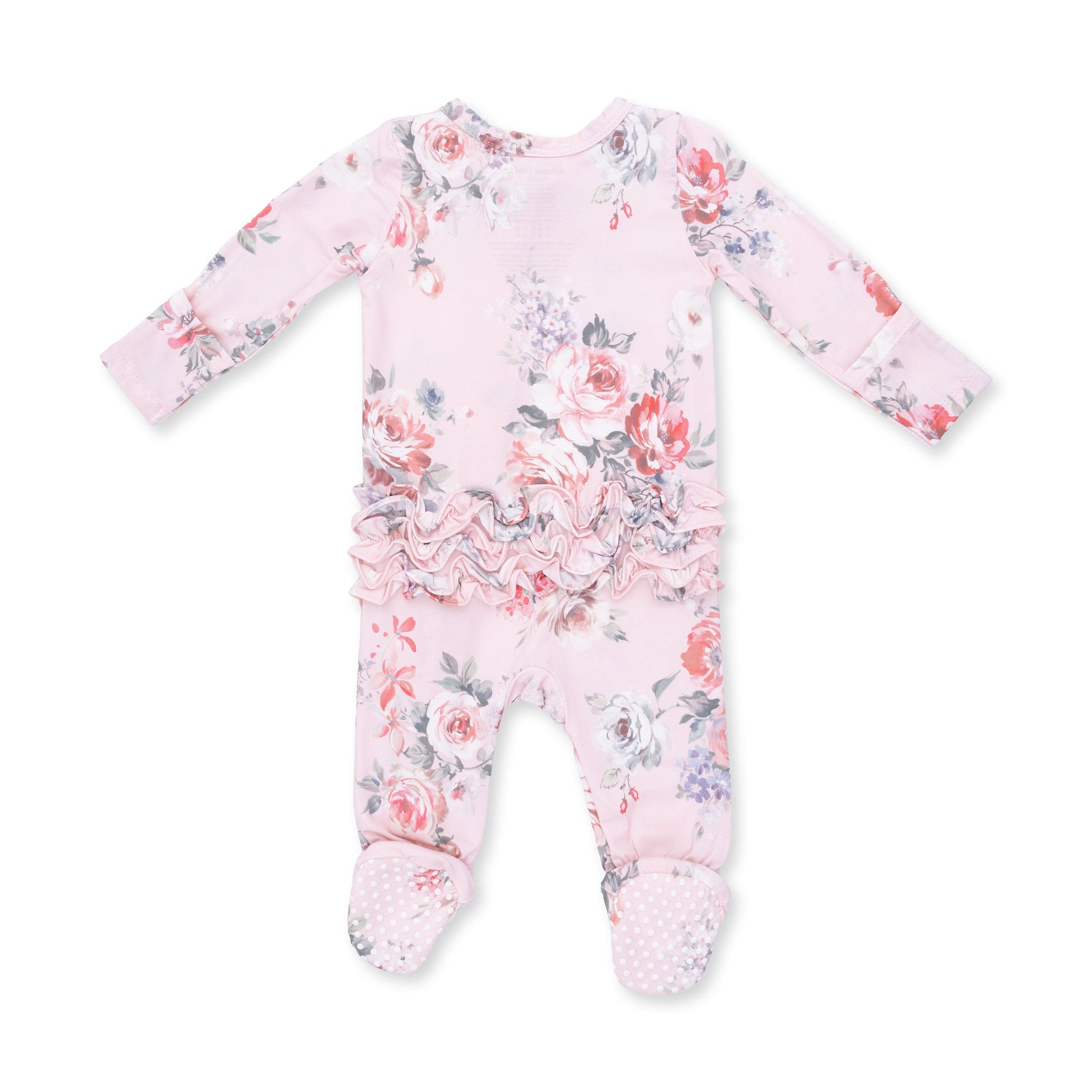 Painterly Rose Bouquets - 2 Way Ruffle Back Zipper Footie by Angel Dear (view 3 of 4)