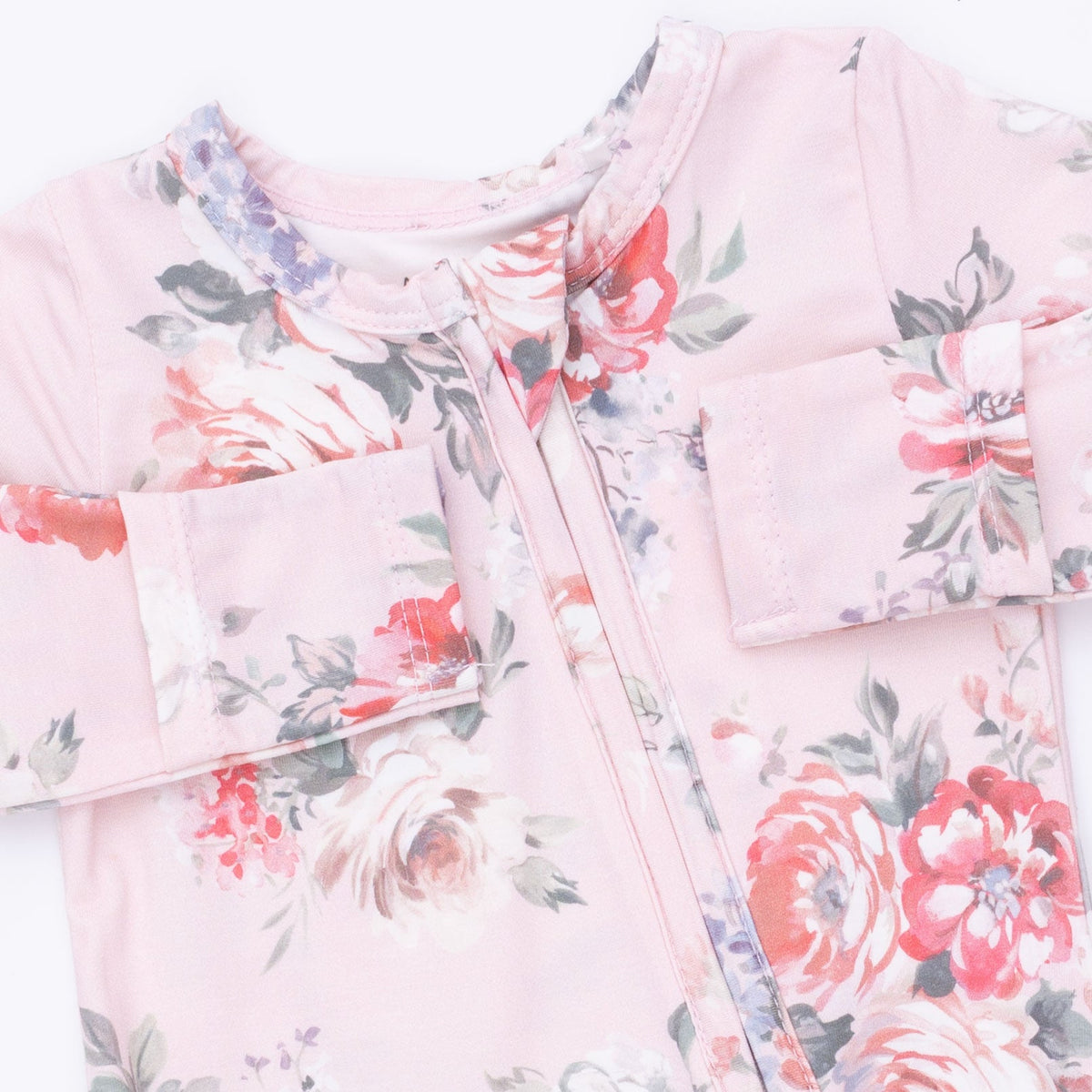 Painterly Rose Bouquets - 2 Way Ruffle Back Zipper Footie by Angel Dear (view 4 of 4)