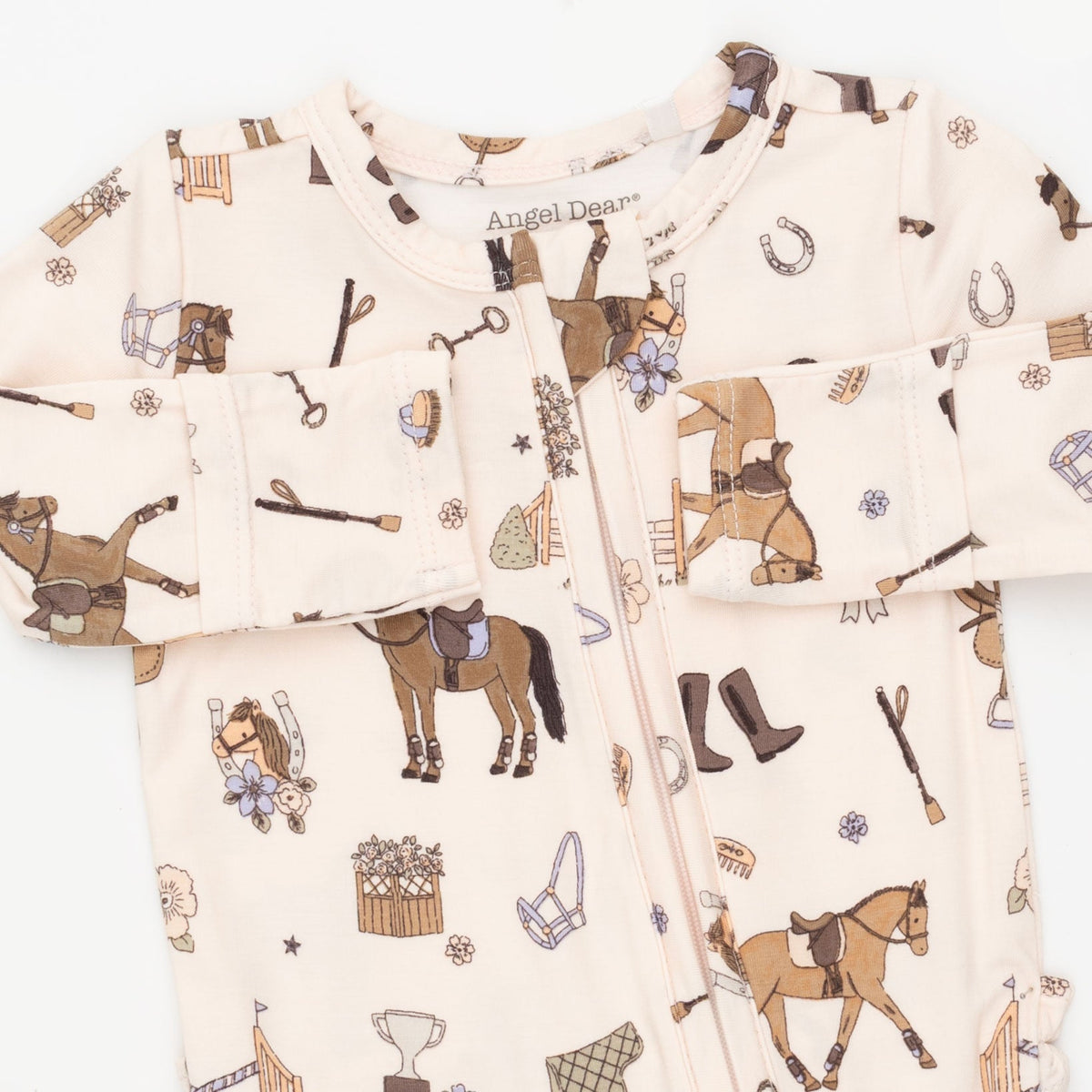 Pretty Equestrian - 2 Way Ruffle Back Zipper Footie by Angel Dear (view 3 of 3)