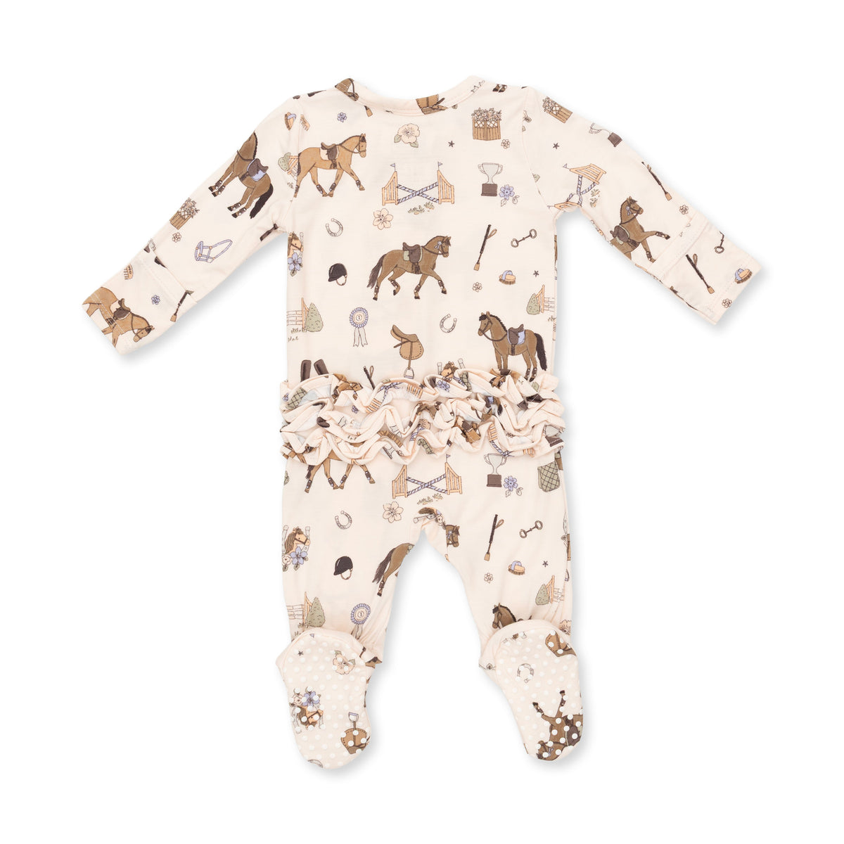 Pretty Equestrian - 2 Way Ruffle Back Zipper Footie by Angel Dear (view 2 of 3)