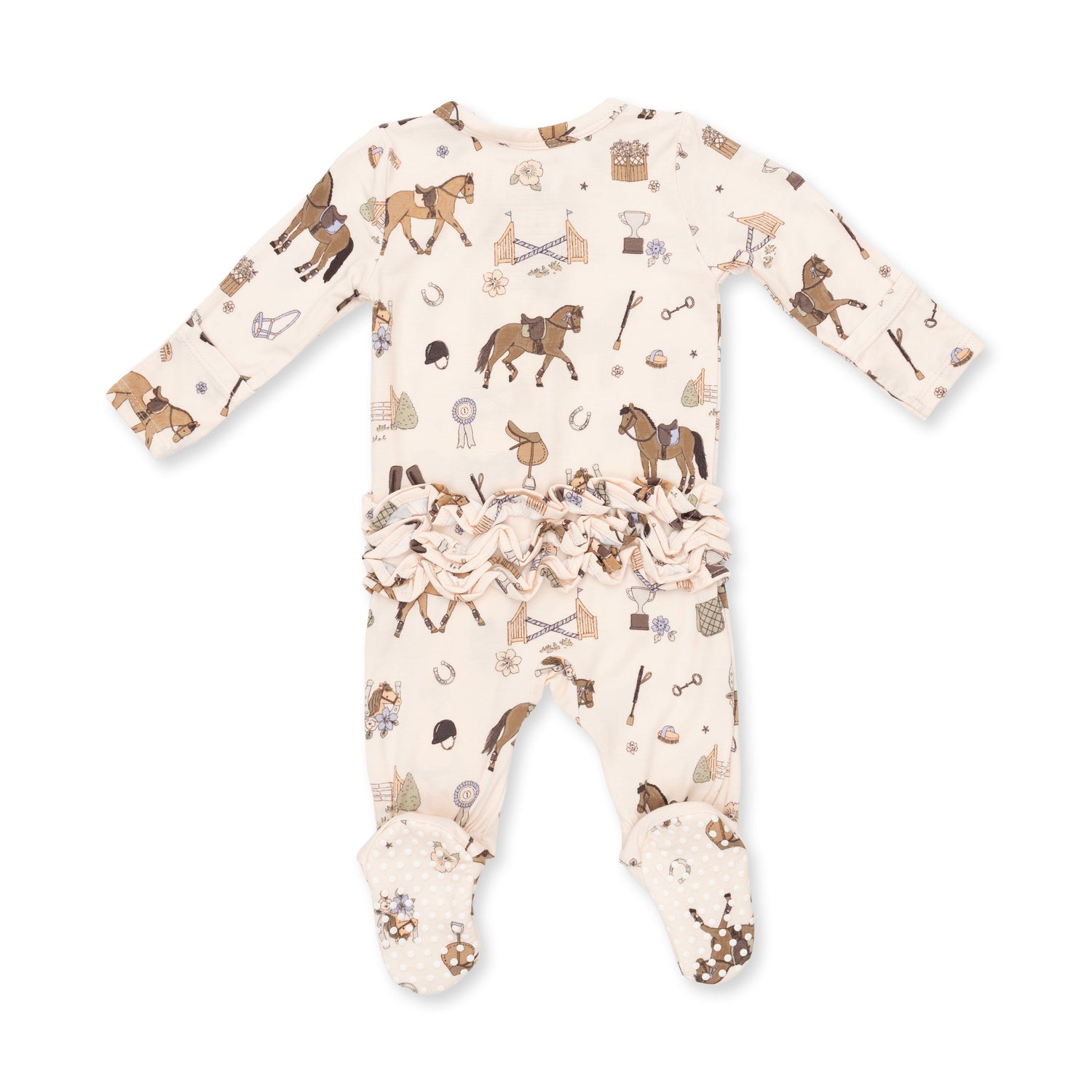Pretty Equestrian - 2 Way Ruffle Back Zipper Footie by Angel Dear (view 2 of 3)