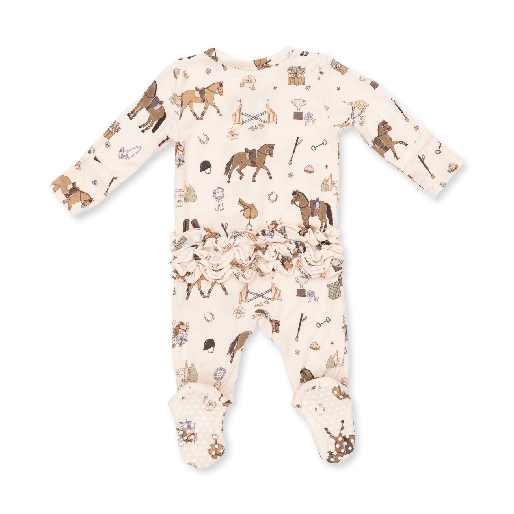 Pretty Equestrian - 2 Way Ruffle Back Zipper Footie by Angel Dear (view 2 of 3)
