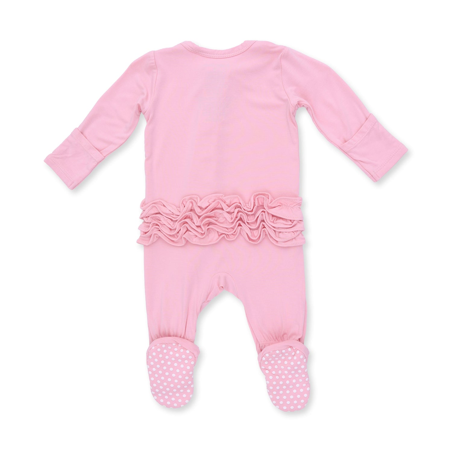 Solid Candy Pink - 2 Way Ruffle Back Zipper Footie by Angel Dear (view 2 of 3)