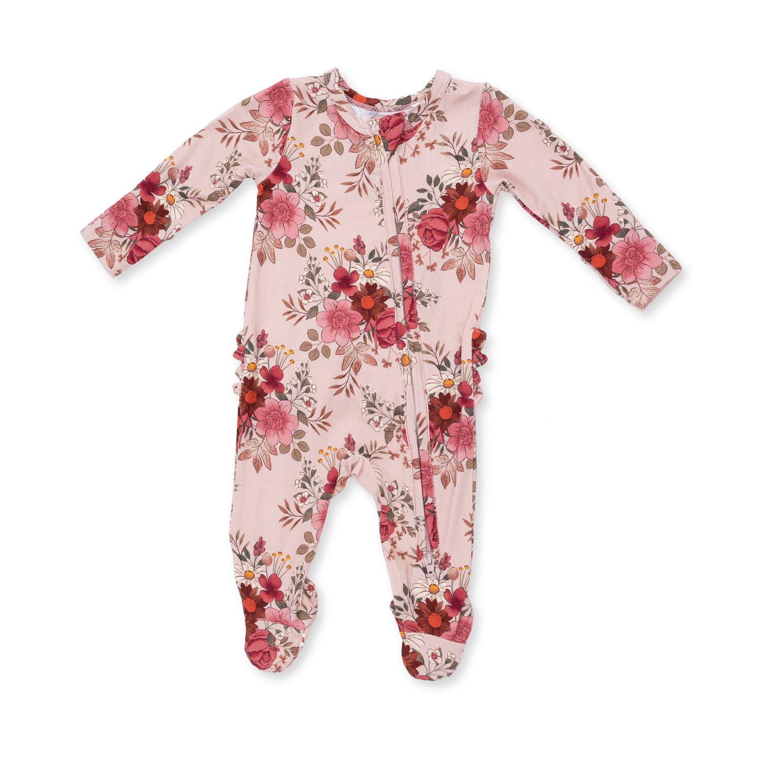 Sabrina Floral - 2 Way Ruffle Back Zipper Footie by Angel Dear (view 2 of 5)