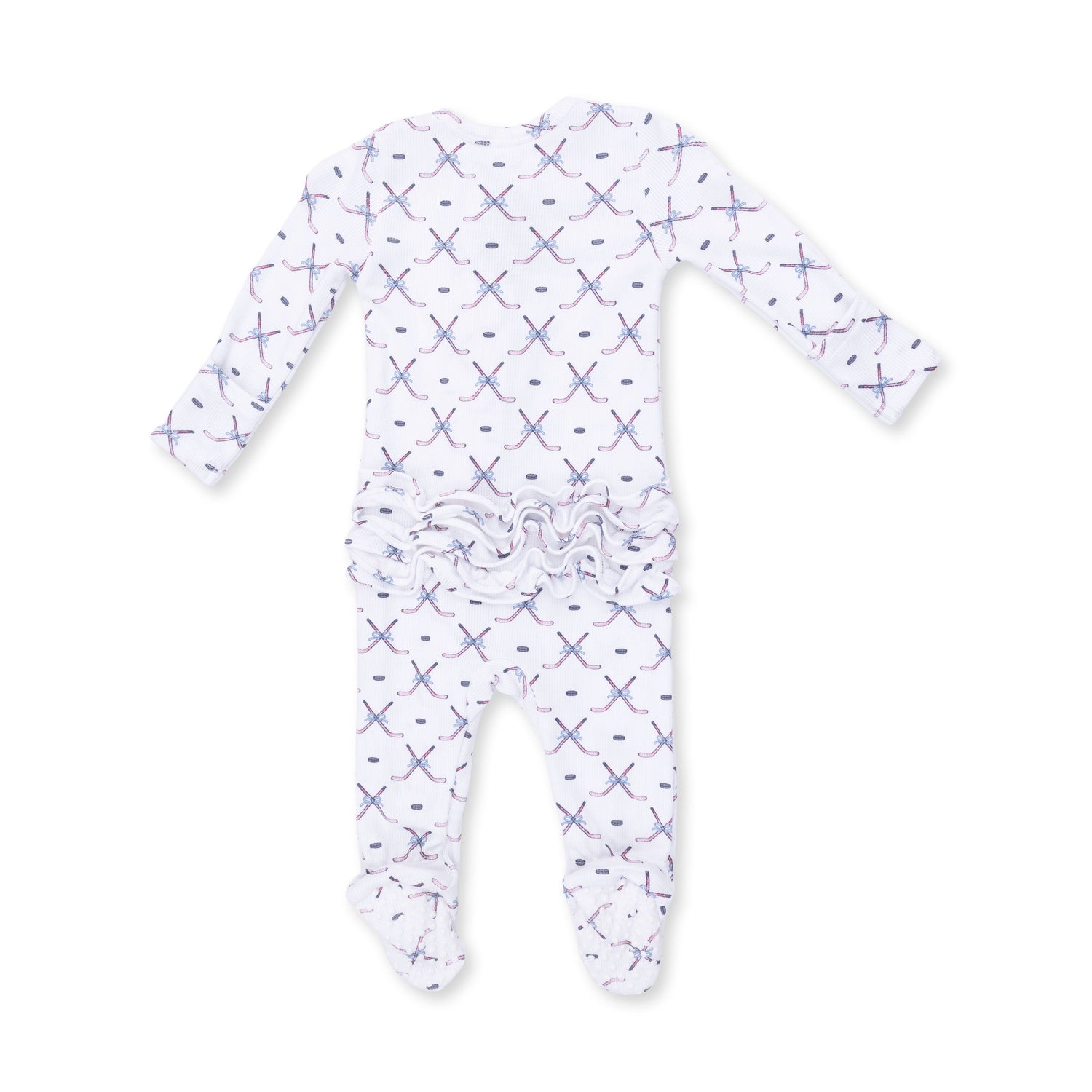 Simple Hockey Pink - 2 Way Ruffle Back Zipper Footie by Angel Dear (view 2 of 3)