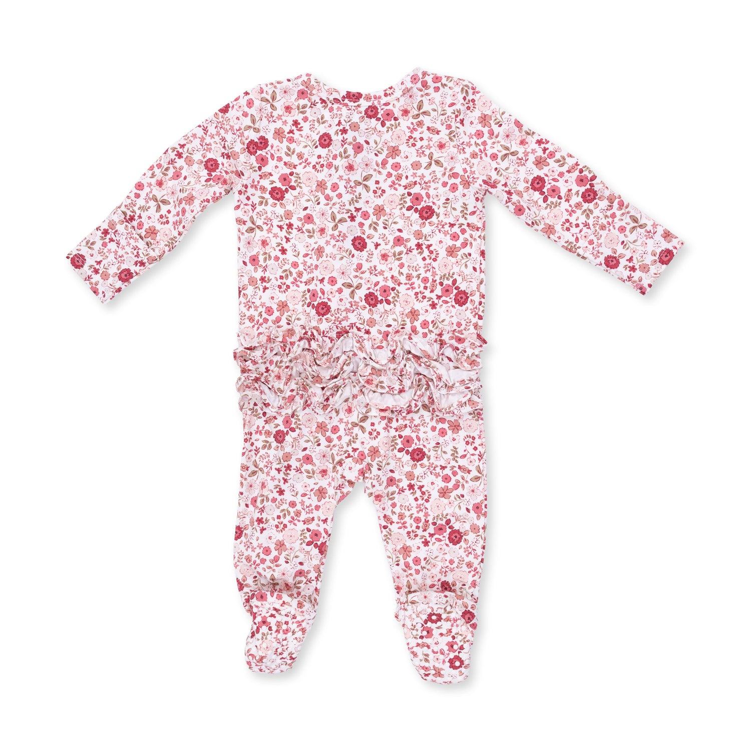 Serene Floral - 2 Way Ruffle Back Zipper Footie by Angel Dear (view 2 of 3)