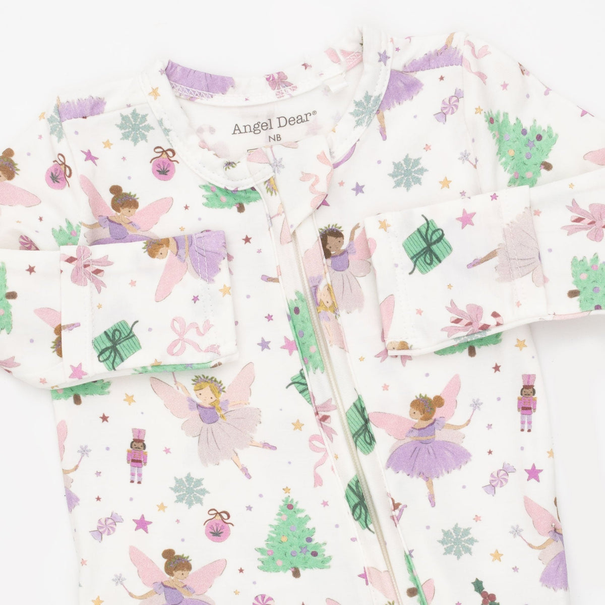 Sugar Plum Fairies - 2 Way Ruffle Back Zipper Footie by Angel Dear
