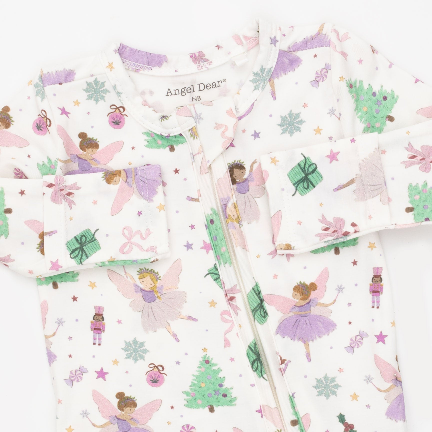 Sugar Plum Fairies - 2 Way Ruffle Back Zipper Footie by Angel Dear