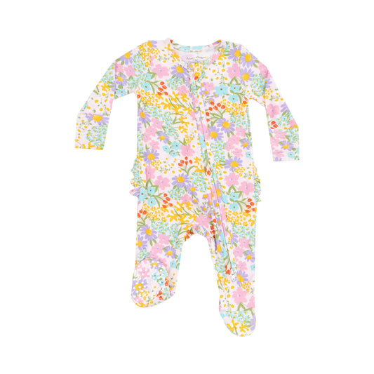 2 Way Zipper Ruffle Back Footie Amelia Floral.