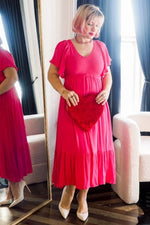 Fuchsia Smocked Ruffle Dress by PinkBlush (view 7 of 7)