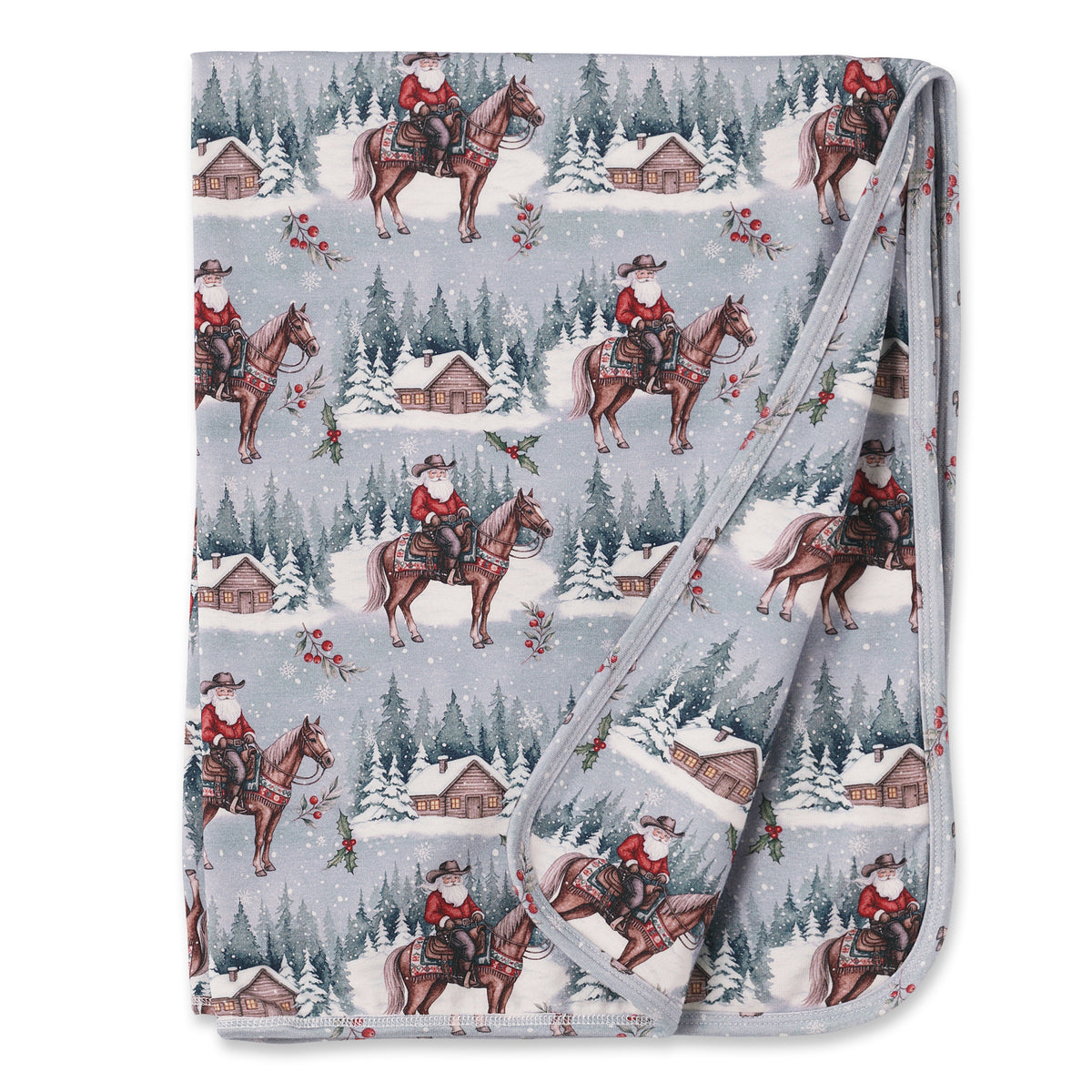 Western Baby Blanket - Cowboy Christmas Bamboo by Tesa Babe