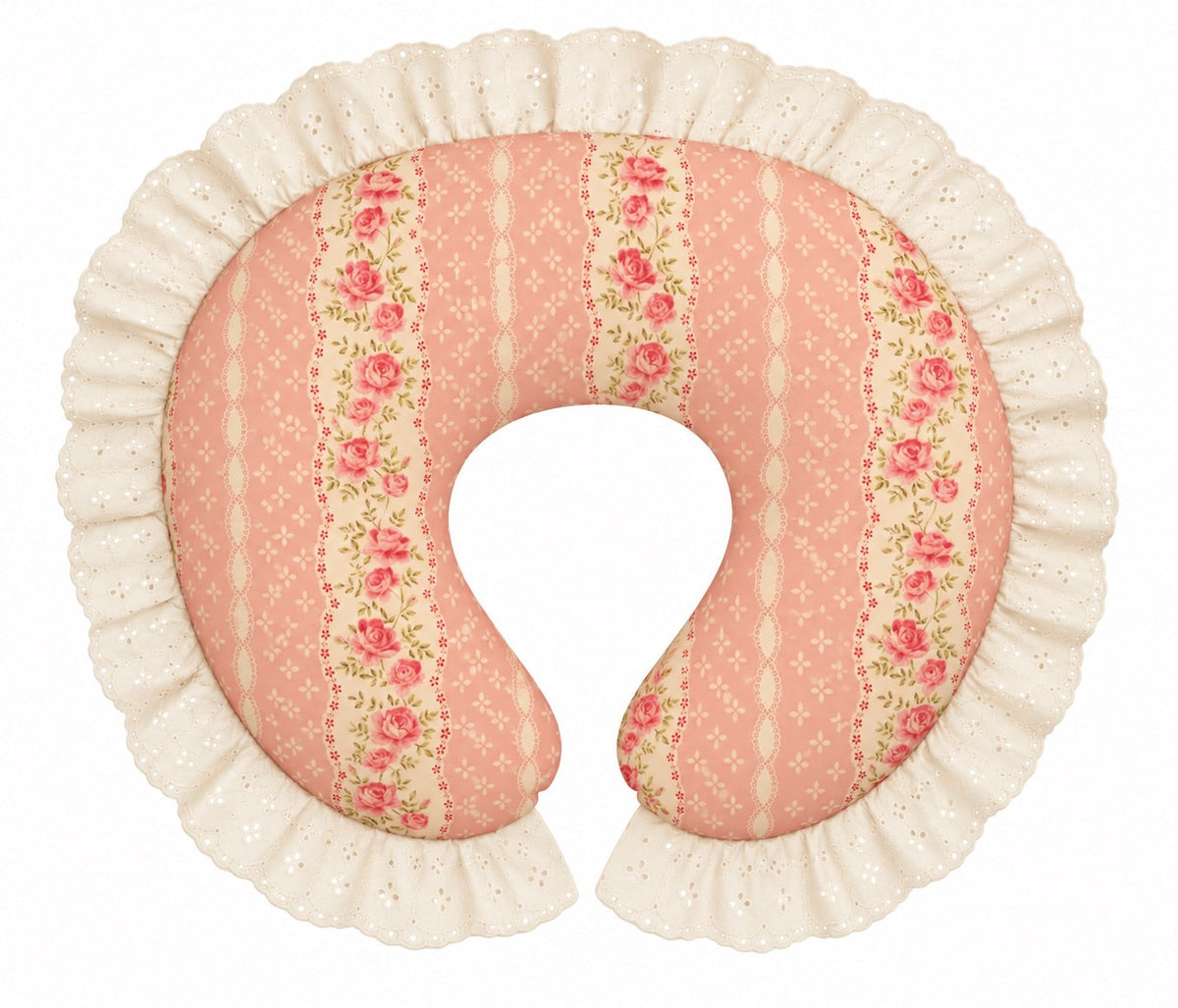 Ivory Eyelet Ruffle Original Nursing Pillow Cover by Little Mae & Co