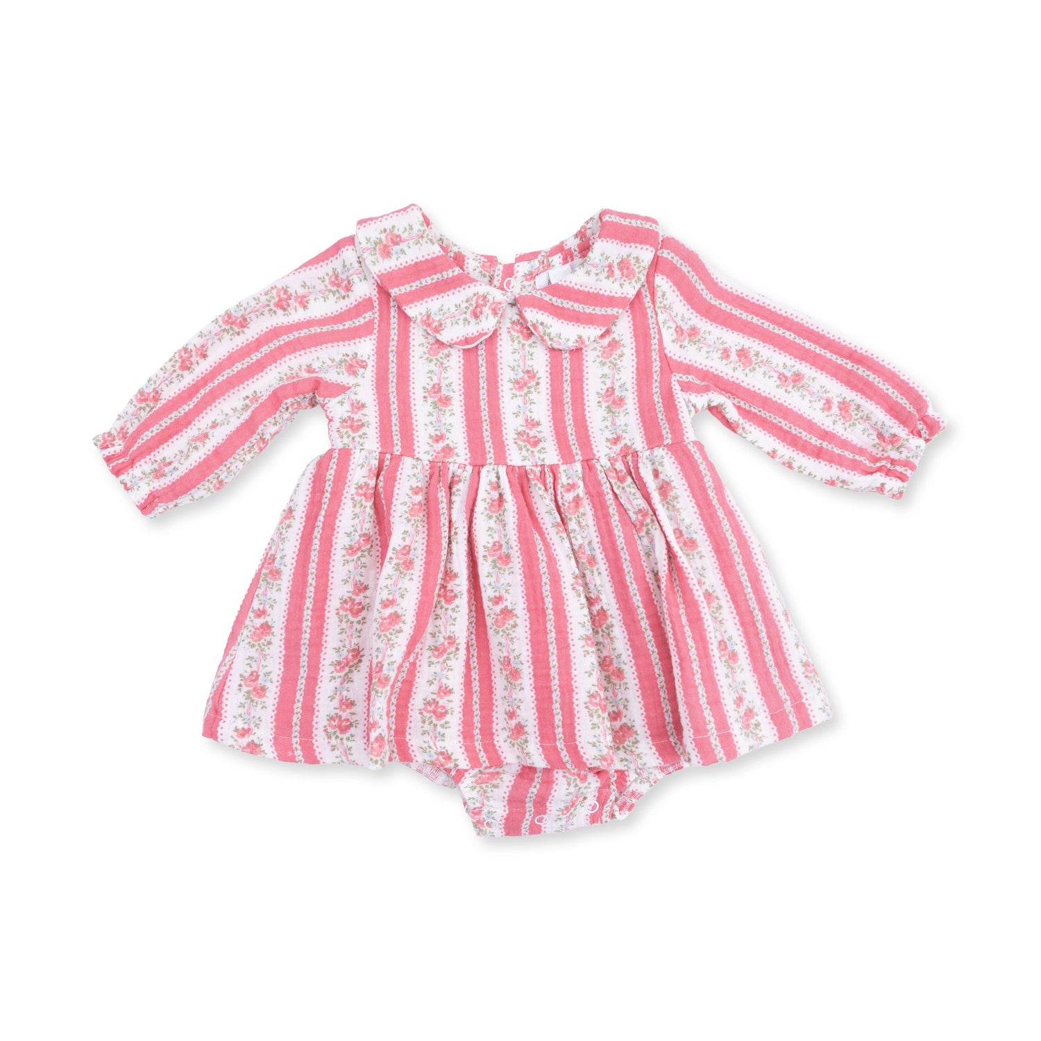 Suzie Floral Stripe - Long Sleeve Bubble with Peter Pan Collar and Skirt by Angel Dear (view 2 of 5)