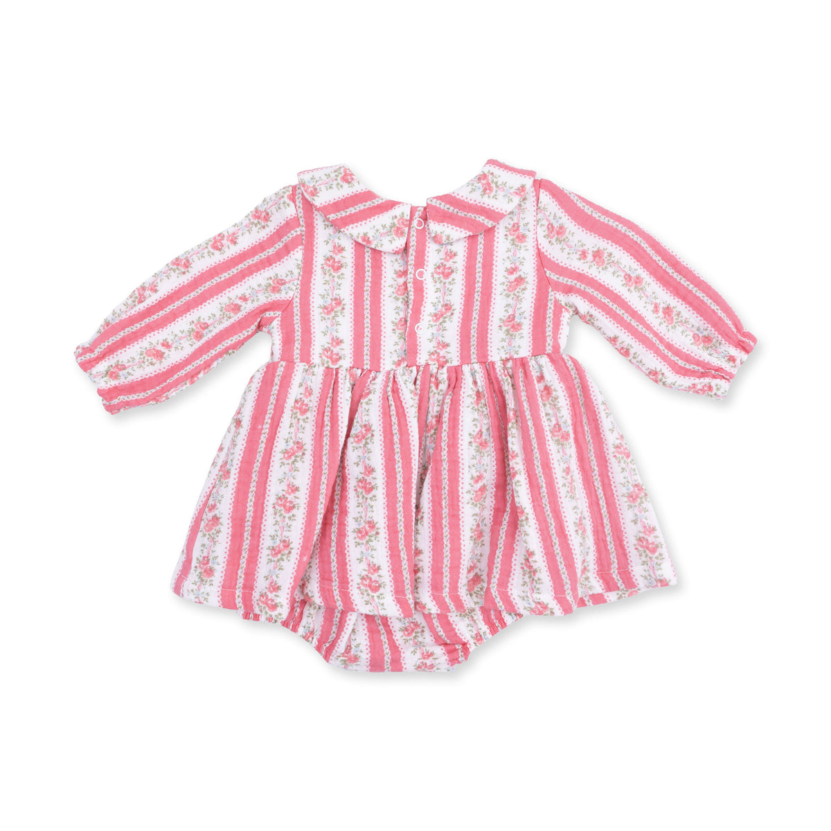 Suzie Floral Stripe - Long Sleeve Bubble with Peter Pan Collar and Skirt by Angel Dear (view 3 of 5)