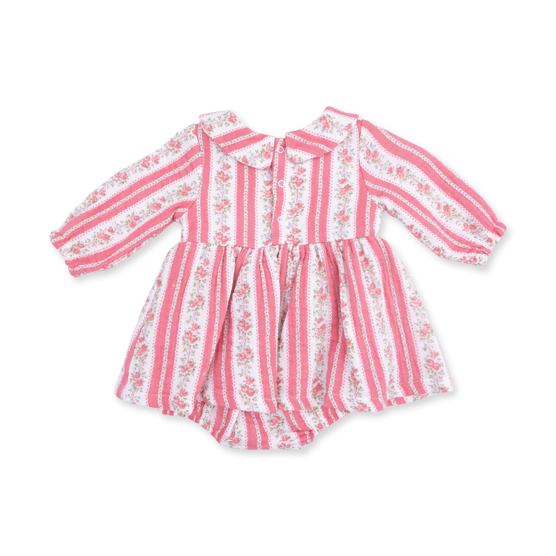 Suzie Floral Stripe - Long Sleeve Bubble with Peter Pan Collar and Skirt by Angel Dear (view 3 of 5)