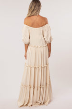 Off Shoulder Ruffle Tiered Maternity Maxi Dress by PinkBlush (view 4 of 28)
