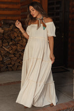 Off Shoulder Ruffle Tiered Maternity Maxi Dress by PinkBlush (view 1 of 28)