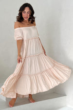 Off Shoulder Ruffle Tiered Maxi Dress by PinkBlush (view 1 of 9)