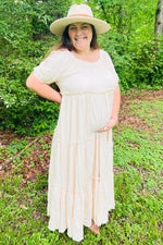 Off Shoulder Ruffle Tiered Maternity Maxi Dress by PinkBlush (view 7 of 28)