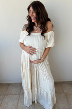 Off Shoulder Ruffle Tiered Maternity Maxi Dress by PinkBlush (view 6 of 28)