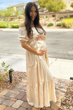 Off Shoulder Ruffle Tiered Maternity Maxi Dress by PinkBlush (view 8 of 28)