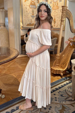 Off Shoulder Ruffle Tiered Maternity Maxi Dress by PinkBlush (view 10 of 28)