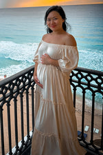 Off Shoulder Ruffle Tiered Maternity Maxi Dress by PinkBlush (view 12 of 28)
