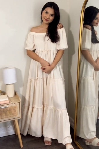 Off Shoulder Ruffle Tiered Maxi Dress by PinkBlush (view 7 of 9)