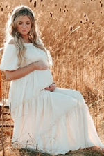 Off Shoulder Ruffle Tiered Maternity Maxi Dress by PinkBlush (view 17 of 28)