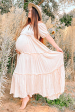 Off Shoulder Ruffle Tiered Maternity Maxi Dress by PinkBlush (view 21 of 28)
