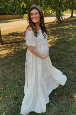Off Shoulder Ruffle Tiered Maternity Maxi Dress by PinkBlush (view 23 of 28)