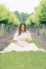 Off Shoulder Ruffle Tiered Maternity Maxi Dress by PinkBlush (view 25 of 28)