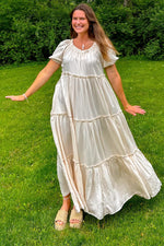 Off Shoulder Ruffle Tiered Maxi Dress by PinkBlush (view 9 of 9)