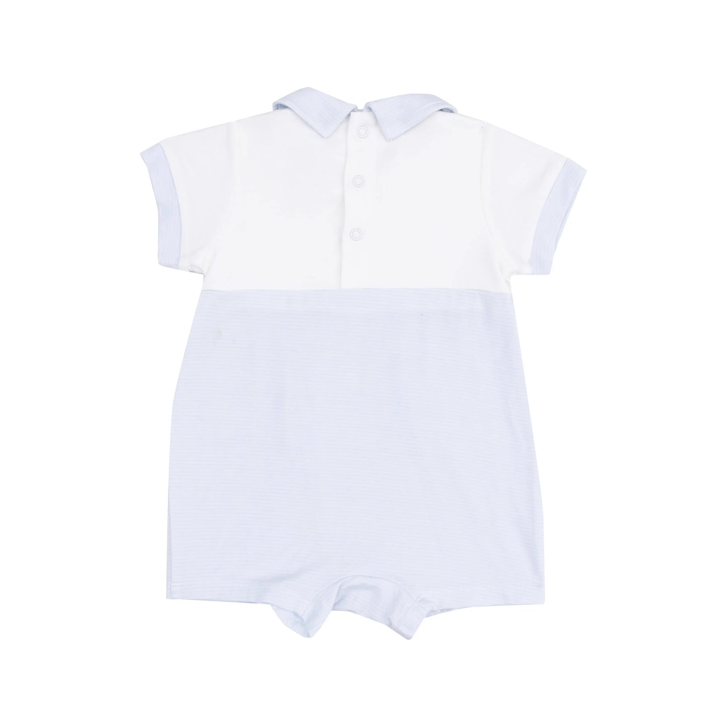 Tiny Bunny Romper Classic Blue Stripe for Baby Girls.