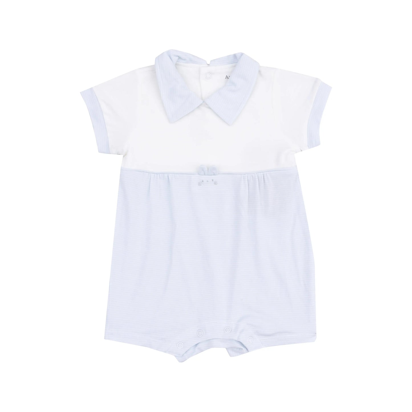Tiny Bunny Romper Classic Blue Stripe for Baby Girls.