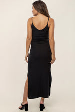 Black Ribbed Side Slit Maternity Maxi Dress by PinkBlush at Everetts Place