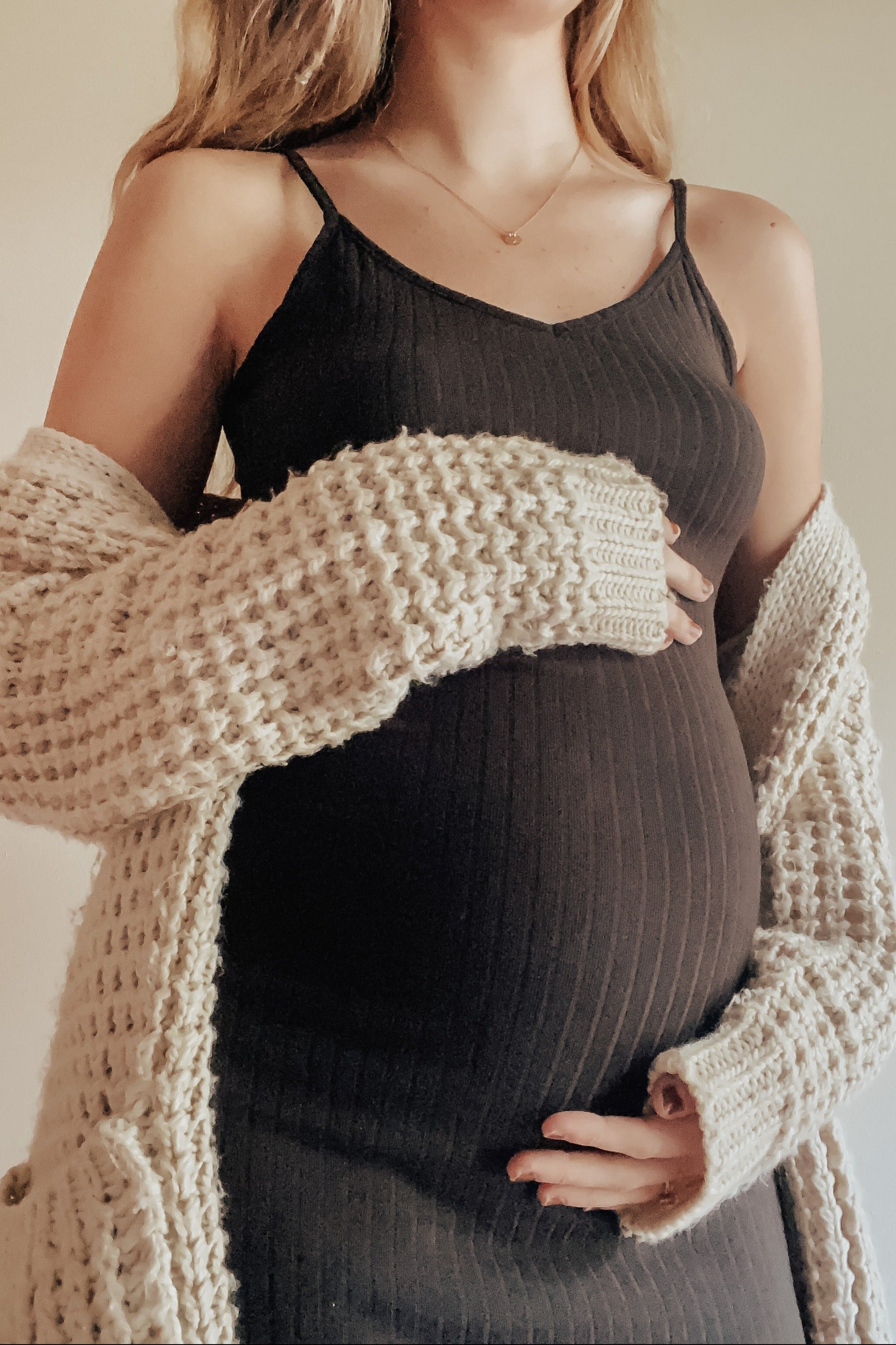 Black Ribbed Side Slit Maternity Maxi Dress by PinkBlush at Everetts Place
