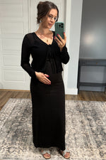Black Ribbed Side Slit Maternity Maxi Dress by PinkBlush at Everetts Place
